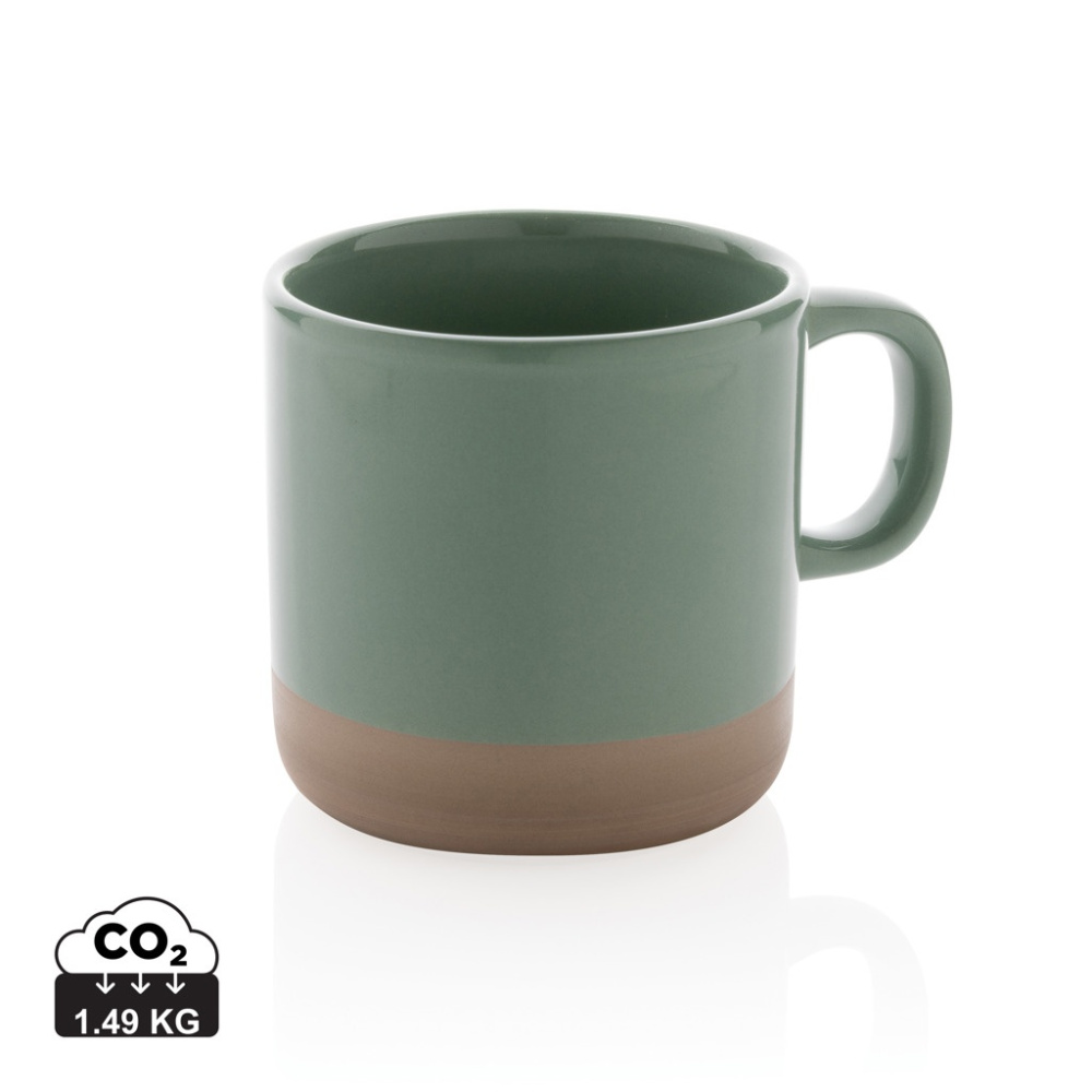 Glazed ceramic mug 360ml, green, product image