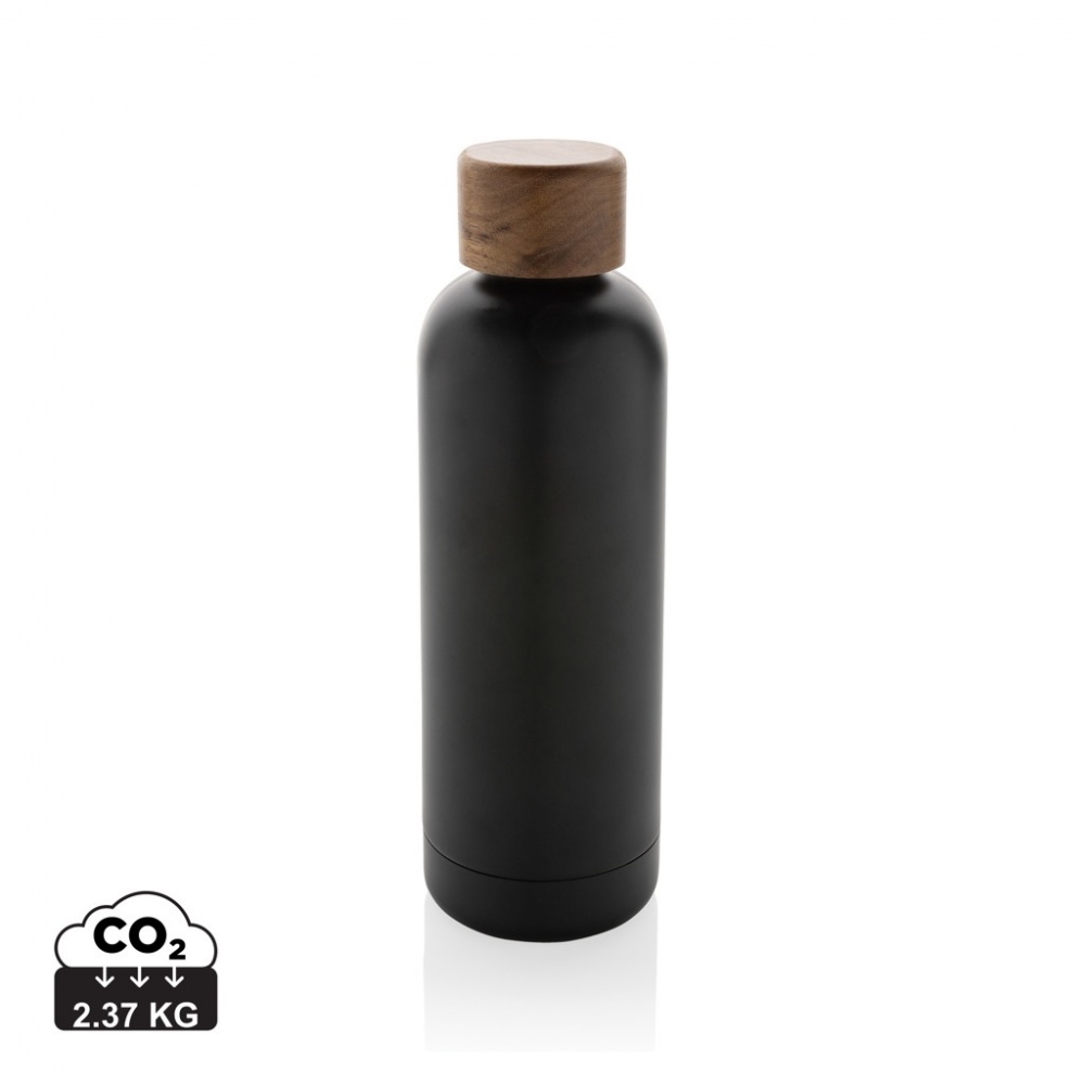 Logo trade promotional giveaways picture of: Wood RCS certified recycled stainless steel vacuum bottle