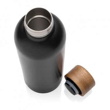 Logotrade promotional item image of: Wood RCS certified recycled stainless steel vacuum bottle
