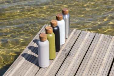 Logo trade promotional gifts image of: Wood RCS certified recycled stainless steel vacuum bottle