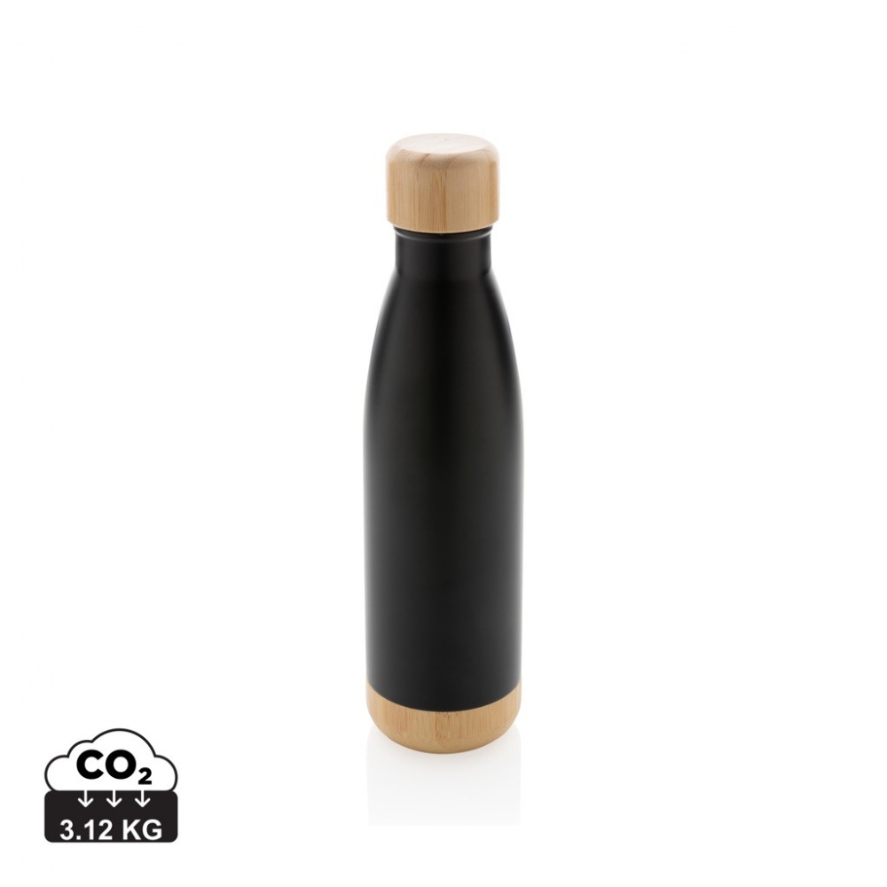Logo trade advertising products picture of: Vacuum stainless steel bottle with bamboo lid and bottom