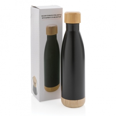 Logotrade promotional merchandise image of: Vacuum stainless steel bottle with bamboo lid and bottom