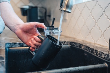 Logo trade promotional merchandise photo of: Cube RCS certified recycled steel mug 800ml