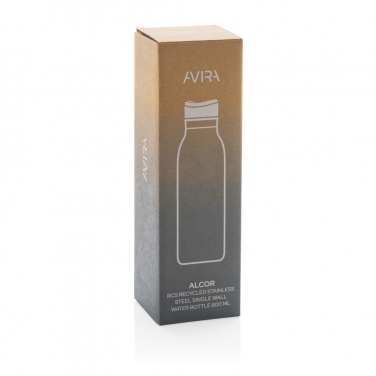 Avira Alcor RCS recycled steel single-wall water bottle 600 ml, black – detail view 13