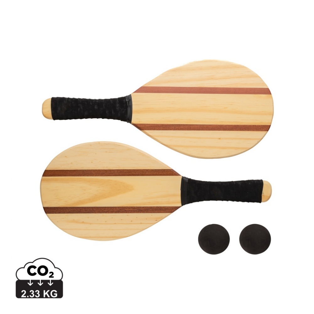 Logo trade promotional giveaway photo of: Wooden frescobol tennis set