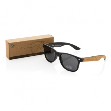 Logo trade corporate gift photo of: GRS recycled PC plastic sunglasses with cork