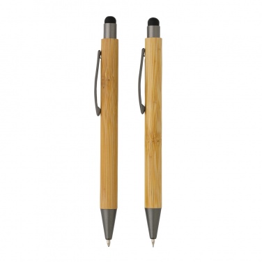 Logo trade promotional gifts picture of: Bamboo modern pen set in box