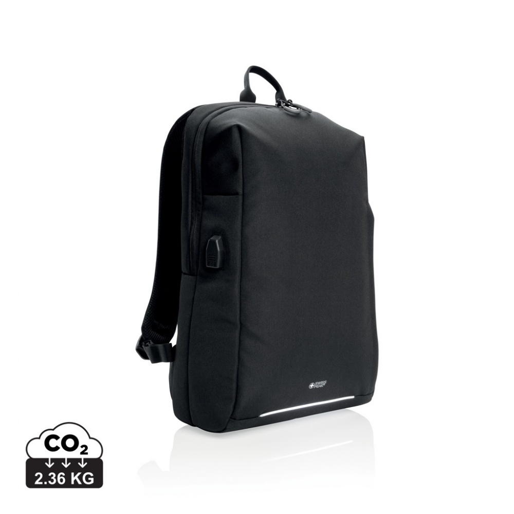 Logotrade corporate gift image of: Swiss Peak AWARE™ RFID and USB A laptop backpack