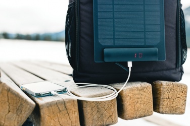 Logo trade corporate gift photo of: Pedro AWARE™ RPET deluxe backpack with 5W solar panel