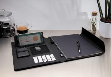 Logotrade promotional giveaway image of: Fiko 5W wireless charging portfolio A4 with powerbank