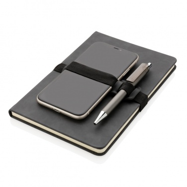 Logo trade corporate gifts image of: Deluxe hardcover PU notebook A5 with phone and pen holder
