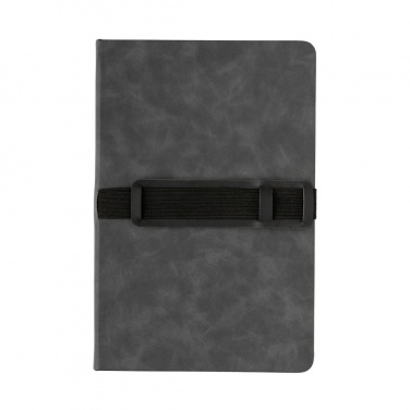 Logo trade promotional gifts picture of: Deluxe hardcover PU notebook A5 with phone and pen holder