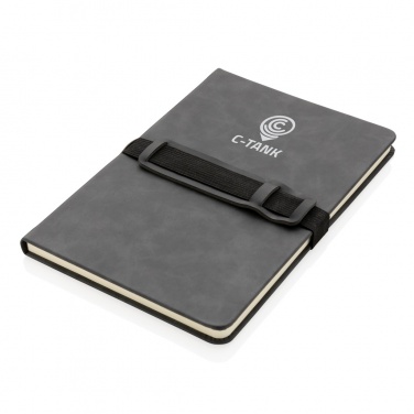 Logotrade corporate gift picture of: Deluxe hardcover PU notebook A5 with phone and pen holder