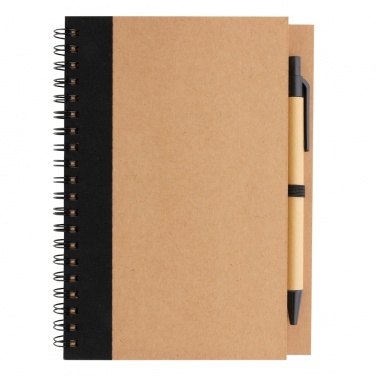 Logo trade advertising products image of: Kraft spiral notebook with pen