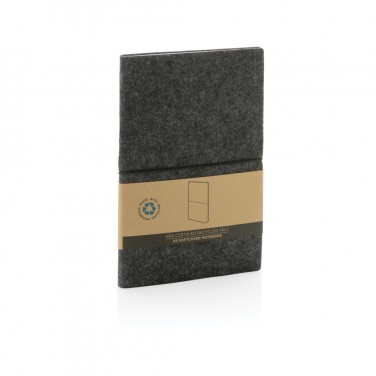 Logotrade advertising products photo of: GRS certified recycled felt A5 softcover notebook