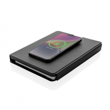 Logo trade promotional gift photo of: Swiss Peak RCS rePU notebook with 2-in-1 wireless charger