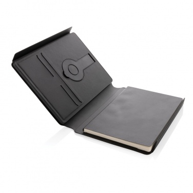 Logo trade promotional merchandise photo of: Swiss Peak RCS rePU notebook with 2-in-1 wireless charger