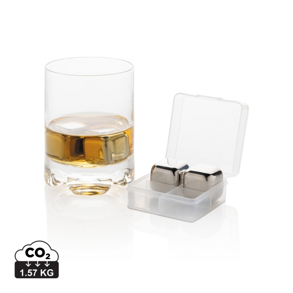 Logo trade promotional gifts picture of: Re-usable stainless steel ice cubes 4pc
