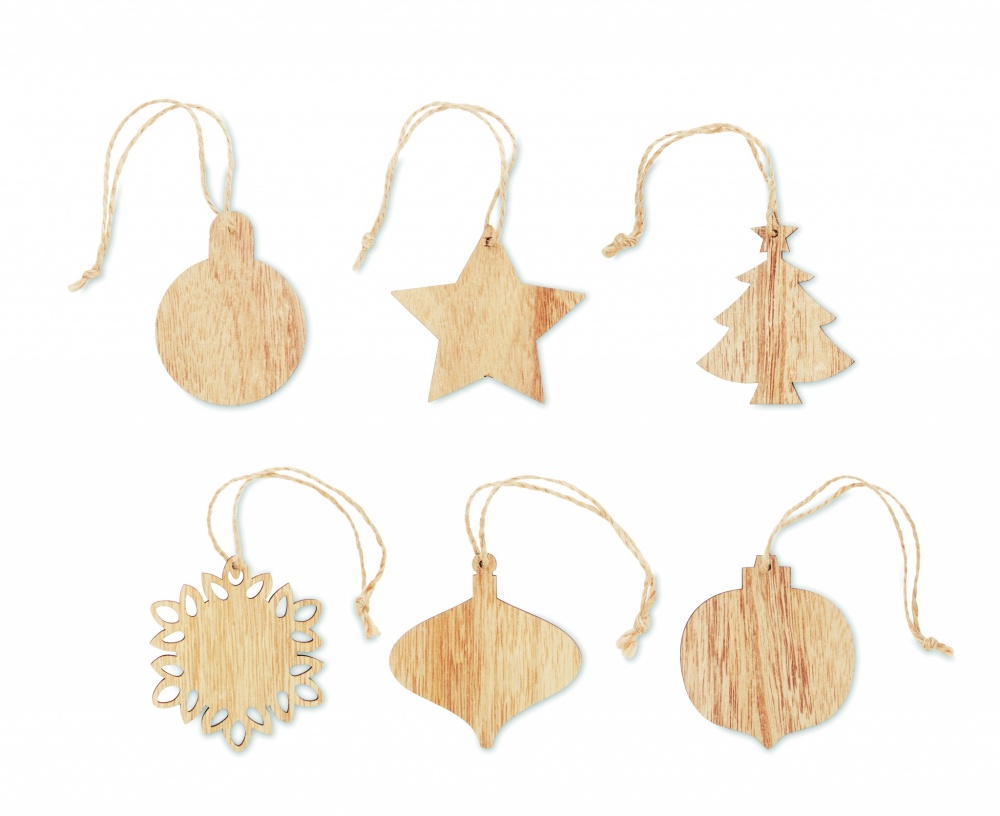 Logo trade advertising products image of: Set of wooden Xmas ornaments