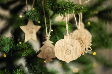 Logo trade promotional products picture of: Set of wooden Xmas ornaments