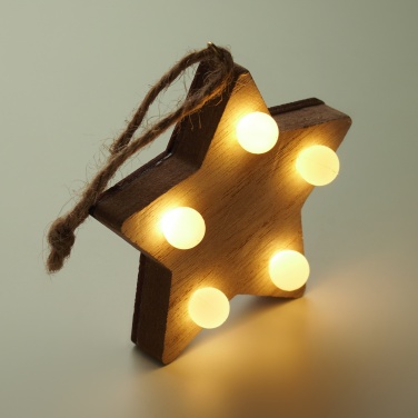 Logo trade promotional products image of: Wooden weed star with lights