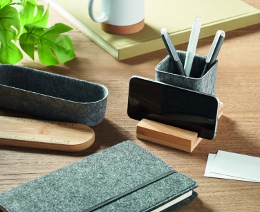 Logo trade business gift photo of: RPET felt pen pot phone stand