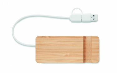 Logo trade corporate gifts picture of: Bamboo USB 4 ports hub