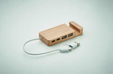 Logotrade promotional product picture of: Bamboo USB 4 ports hub