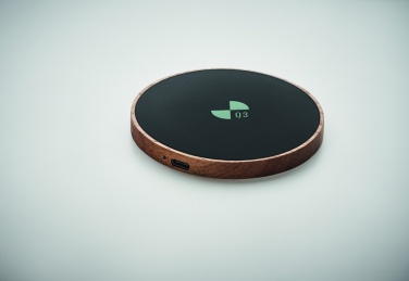 Logo trade promotional giveaway photo of: Wireless charger in acacia 15W