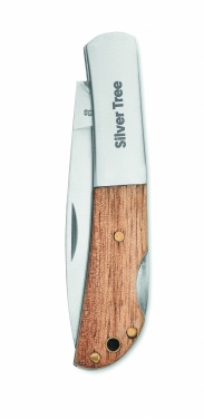 Logo trade promotional giveaways image of: Foldable knife in acacia wood