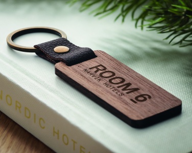 Logotrade corporate gift picture of: Key ring in walnut and PU Kokkola