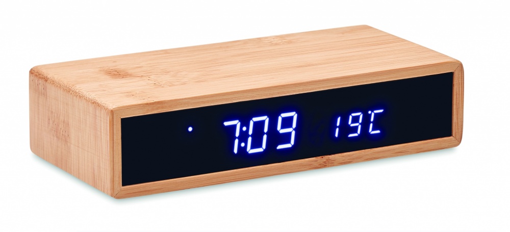 Logo trade promotional giveaway photo of: Wireless charger in bamboo 5W