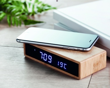 Logo trade corporate gifts image of: Wireless charger in bamboo 5W