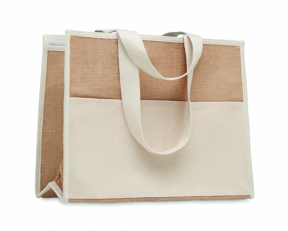 Logo trade promotional gift photo of: Jute and canvas cooler bag