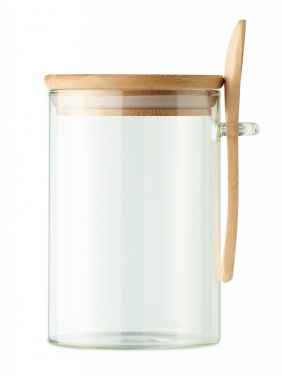 Logo trade advertising products image of: Glass jar with spoon 600 ml