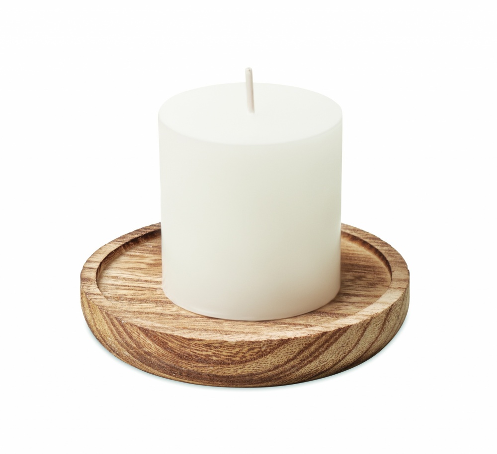 Logotrade promotional product picture of: Candle on round wooden base