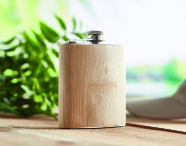 Logo trade promotional merchandise picture of: Bamboo slim hip flask 170ml
