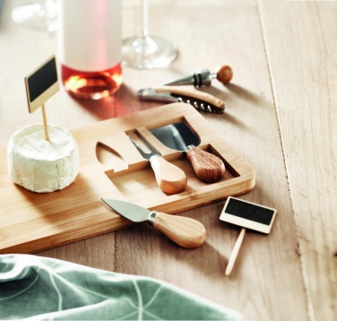 Logotrade promotional item image of: Bamboo Cheese board set Leipzig