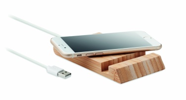 Logo trade corporate gifts picture of: Bamboo wireless charger  10W ODOS