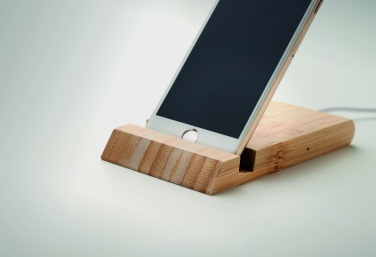 Logo trade promotional products picture of: Bamboo wireless charger  10W ODOS
