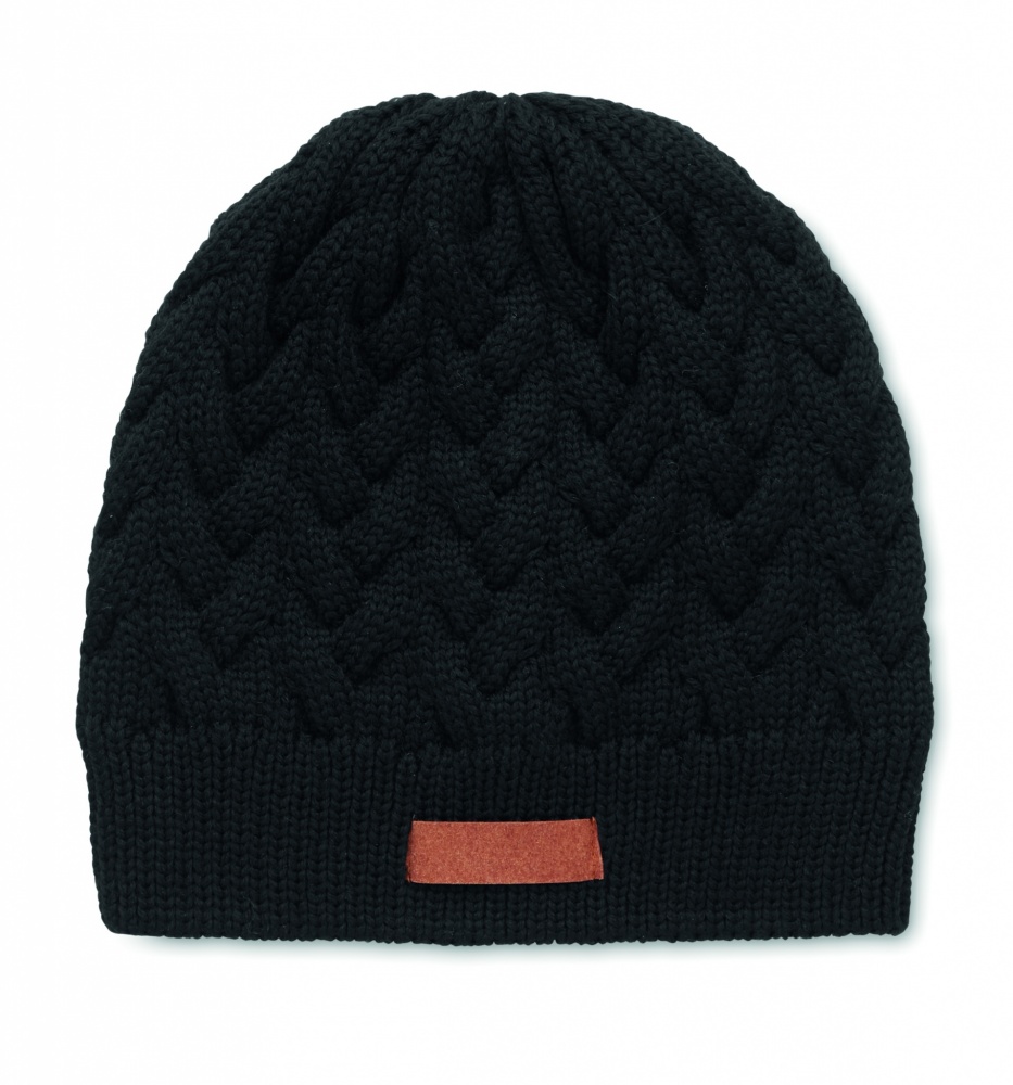 Logo trade promotional products picture of: Cable knit beanie in RPET