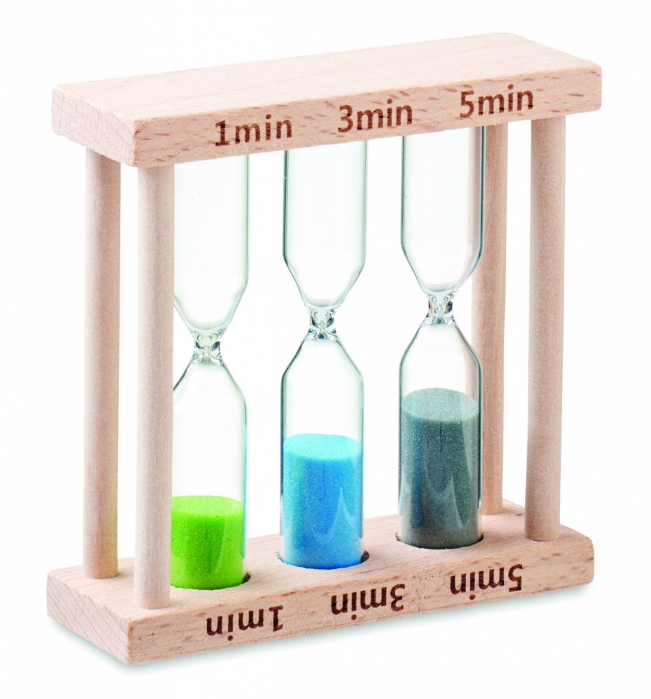 Logo trade promotional giveaway photo of: Set of 3 wooden sand timer