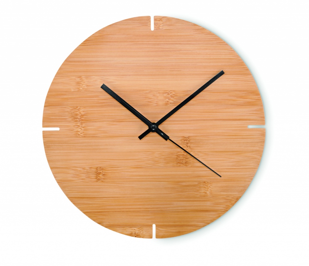 Logo trade promotional item photo of: Round shape bamboo wall clock
