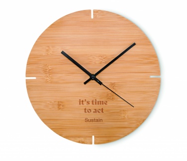 Logo trade promotional gift photo of: Round shape bamboo wall clock