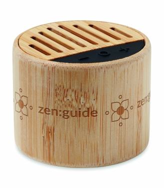 Logo trade promotional gifts picture of: Round bamboo wireless speaker