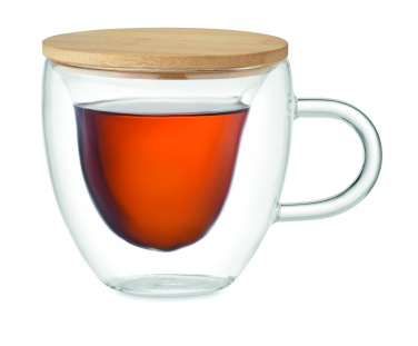 Double wall glass mug with bamboo lid 180 ml – detail view 3