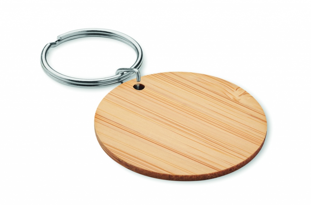 Logotrade advertising product image of: Round bamboo key ring Pieksämäki