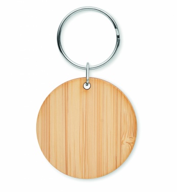 Logotrade promotional merchandise picture of: Round bamboo key ring Pieksämäki