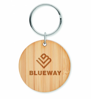 Logotrade corporate gift picture of: Round bamboo key ring Pieksämäki