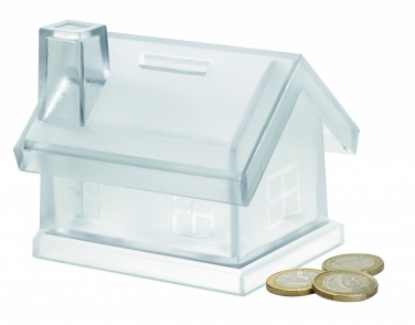 Logo trade promotional merchandise image of: Plastic house coin bank